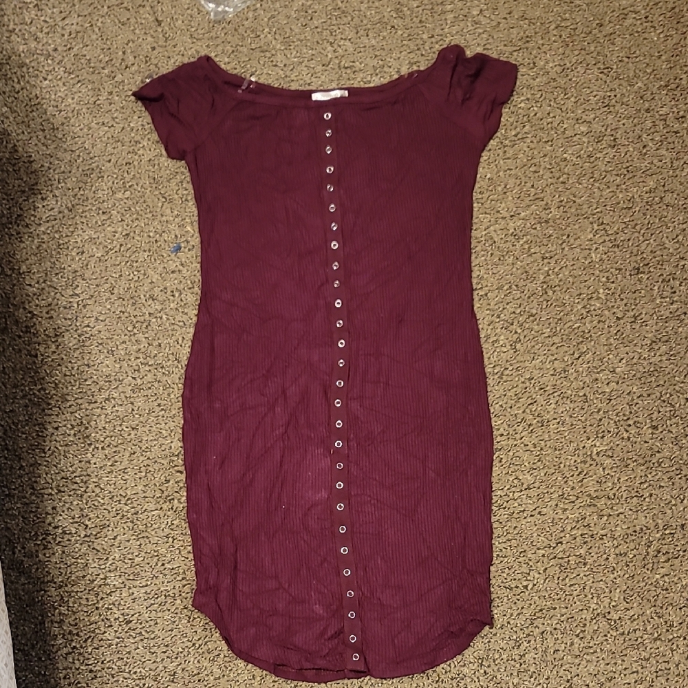 Bozzolo Burgundy Button-Down Dress